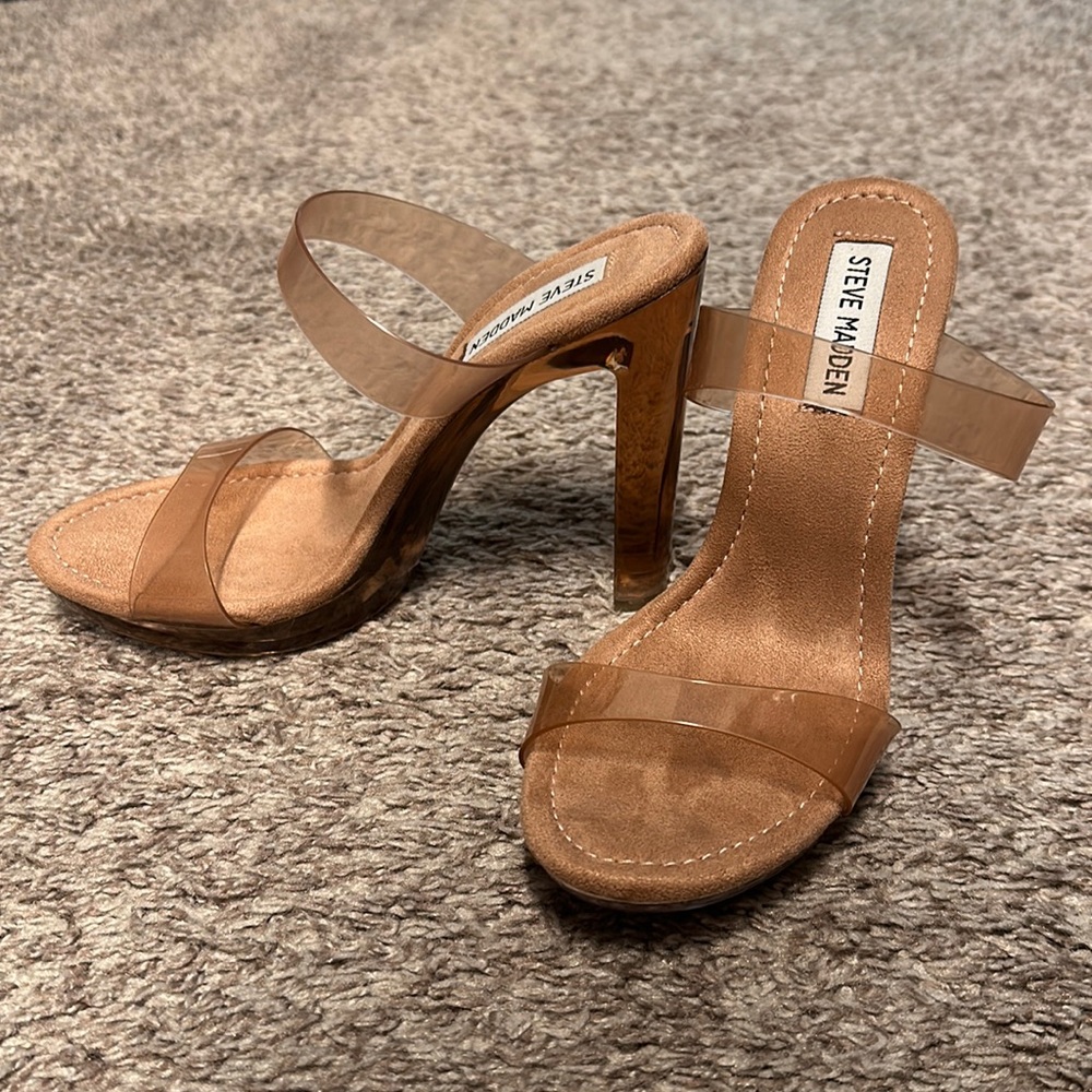 Steve Madden ‘Glassy’ Tan Lucite Heels